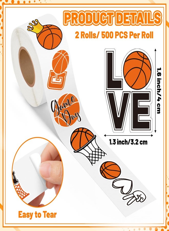 A1diee Basketball Labels Roll Stickers - 1000Pcs Sports Balls Decal Reward Game Day Sports Supplies Ball Themed Birthday Party Favor Supplies Gifts for DIY Water Bottle Scrapbook Laptop, 16 Designs - Image 2